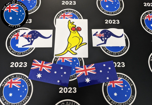 Catalogue Printed Contour Cut Die-Cut Australia Flag Kangaroo Vinyl Stickers