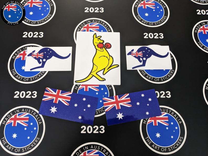 Catalogue Printed Contour Cut Die-Cut Australia Flag Kangaroo Vinyl Stickers