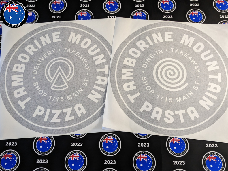 Custom Vinyl Cut Mount Tambourine Pizza Pasta Business Logo Stickers