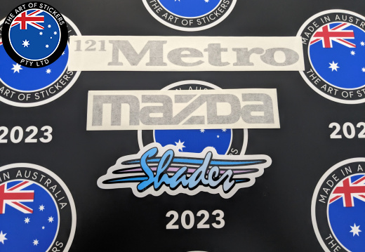 Custom Mixed Printed Die-Cut Shader and Vinyl Cut Mazda Business Stickers