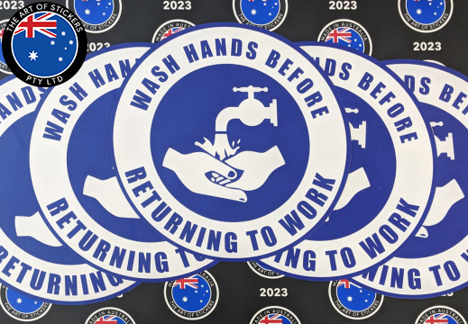 Custom Printed Contour Cut Die-Cut Wash Hands Vinyl Business Stickers