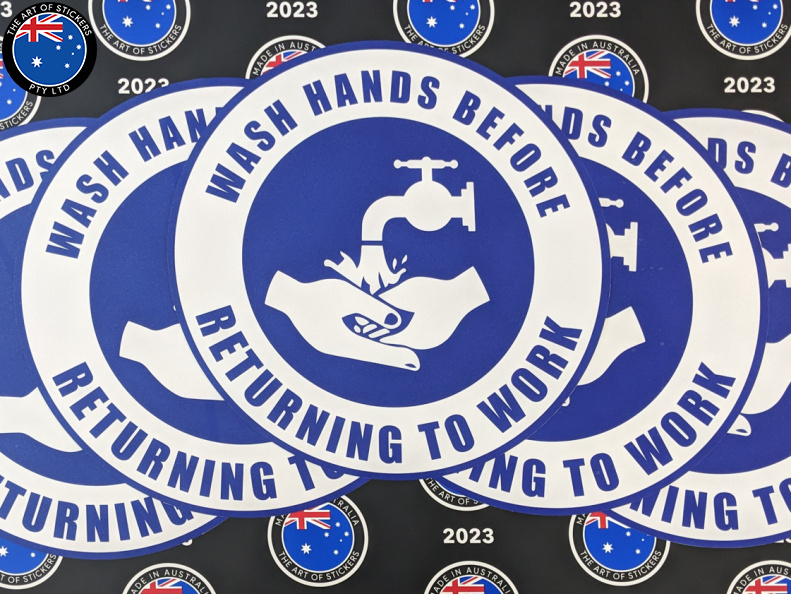 Custom Printed Contour Cut Die-Cut Wash Hands Vinyl Business Stickers