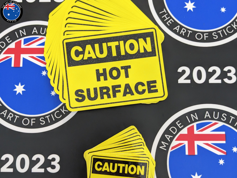 Bulk Catalogue Printed Die-Cut Caution Hot Surface and Asbestos Fibres Vinyl Business Stickers