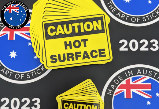 Bulk Catalogue Printed Die-Cut Caution Hot Surface and Asbestos Fibres Vinyl Business Stickers