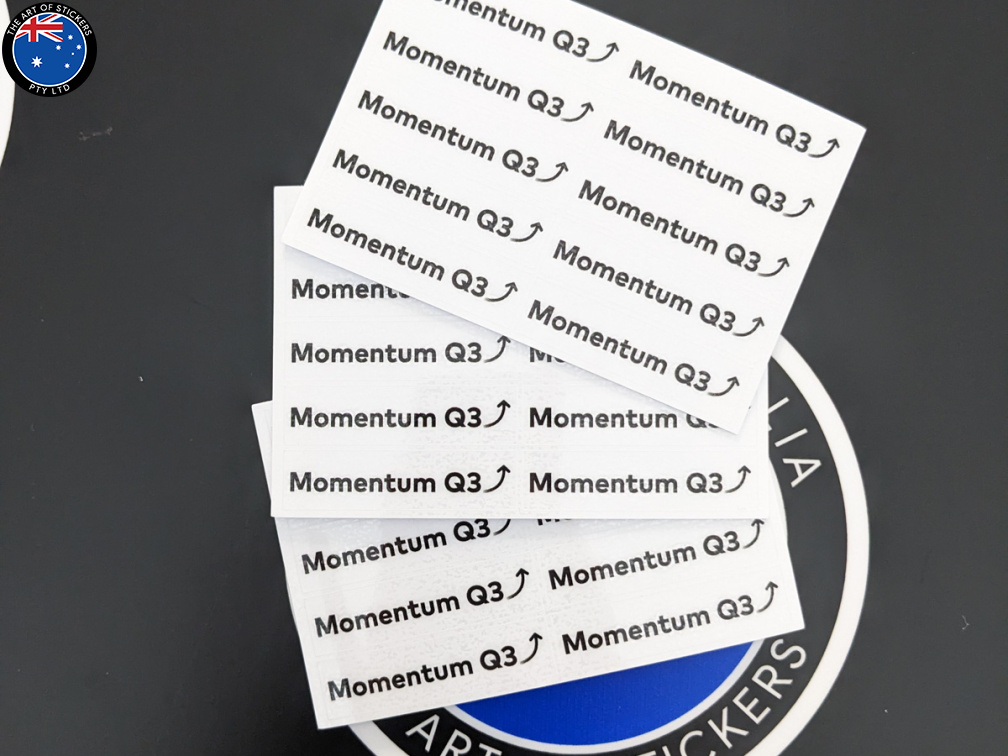 Bulk Custom Printed Contour Cut Die-Cut Momentum Q3 Vinyl Business Logo Sticker Sheets