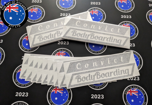 Bulk Custom Printed Contour Cut Convict Bodyboarding Vinyl Business Logo Stickers