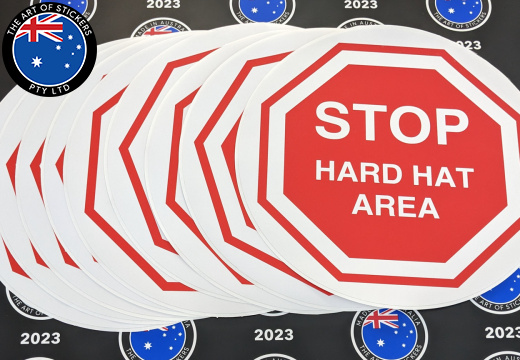 Custom Printed Contour Cut Die-Cut Stop Hard Hat Area Vinyl Business Safety Stickers