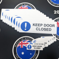 Catalogue Printed Contour Cut Die-Cut Keep Door Closed Vinyl Business Signage Stickers