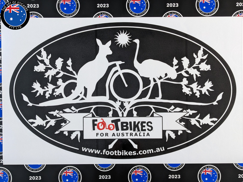 Custom Printed Contour Cut Die-Cut Footbikes for Australia Vinyl Business Logo Sticker
