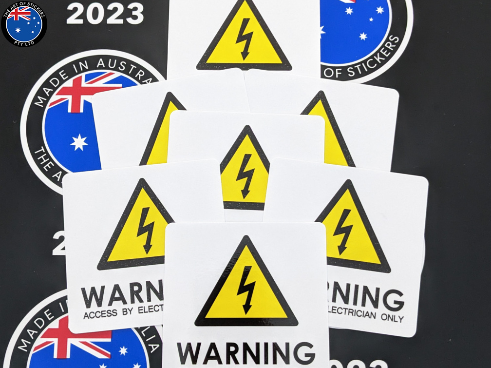 Custom Printed Contour Cut Die-Cut Warning Electrician Access Only Vinyl Business Stickers