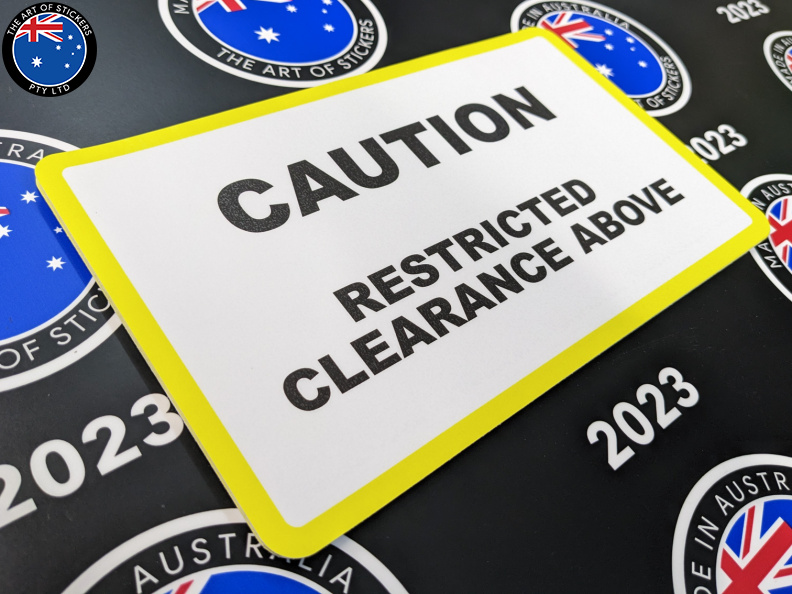 Custom Printed Contour Cut Die-Cut Caution Restricted Clearance Vinyl Business Signage Stickers