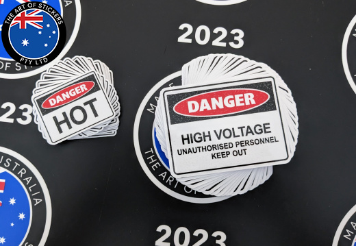 Bulk Catalogue Printed Contour Cut Die-Cut Danger High Voltage Hot Vinyl Business Signage Stickers