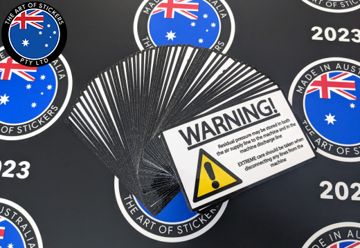 Bulk Custom Printed Contour Cut Die-Cut Air Automation Warning Residual Pressure Vinyl Business Signage Stickers