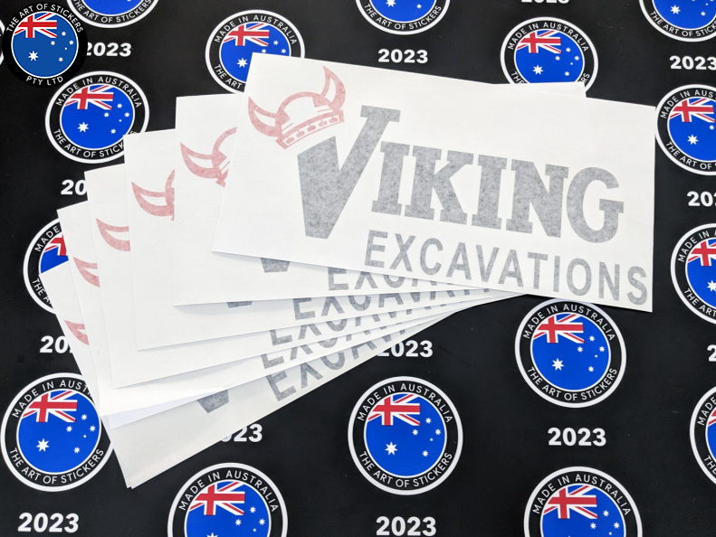 Custom Vinyl Cut Viking Excavations Lettering Business Logo Stickers