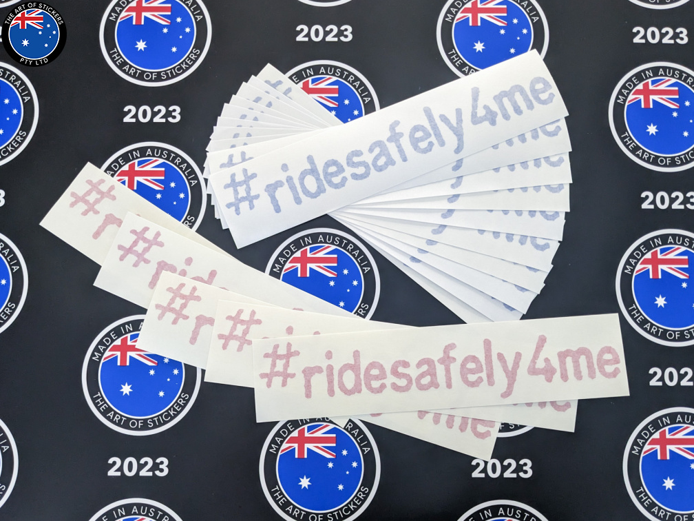 Bulk Custom Vinyl Cut #Ridesafely4me Lettering Business Logo Stickers