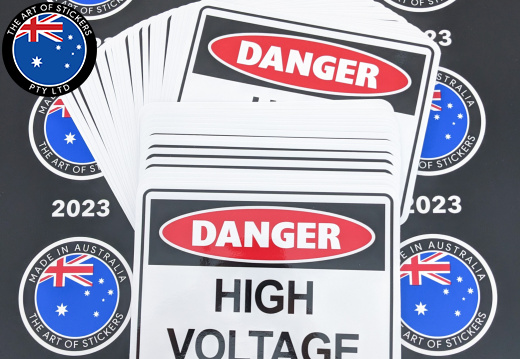 Bulk Catalogue Printed Contour Cut Die-Cut Warning High Voltage Vinyl Business Safety Signage Stickers