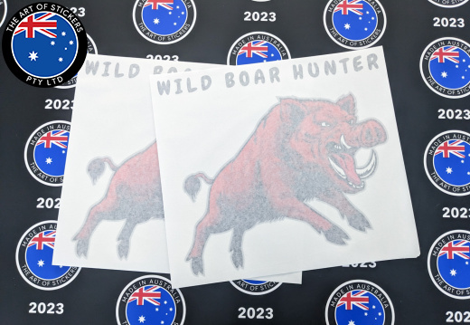 Custom Printed Contour Cut Wild Boar Hunter Vinyl Business Logo Stickers