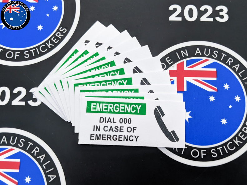 Bulk Catalogue Printed Contour Cut Die-Cut Emergency Call Vinyl Business Safety Signage Stickers
