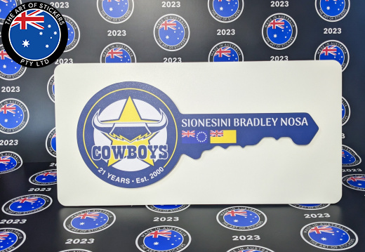 Custom Printed Routed PVC Cowboys 21 Years Key Plaque