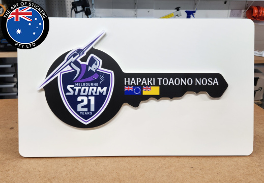 Custom Printed Routed PVC Melbourne Storm 21 Years Celebration Key