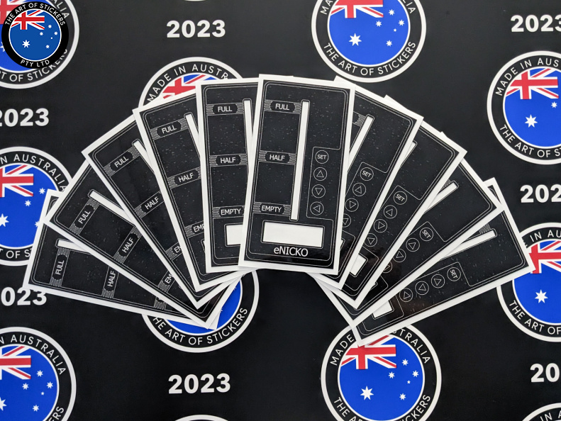 Custom Printed Contour Cut eNicko Electronic Level Indicator Vinyl Business Control Panel Stickers