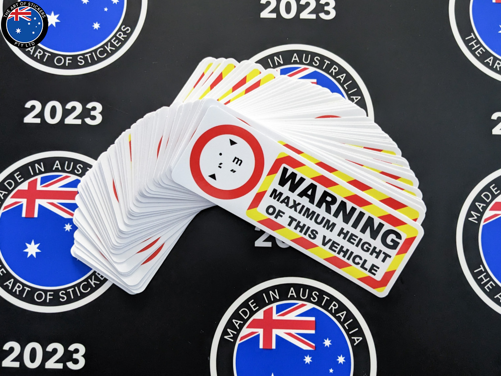 Bulk Catalogue Printed Contour Cut Die-Cut Warning Maximum Height Vinyl Business Safety Signage Stickers