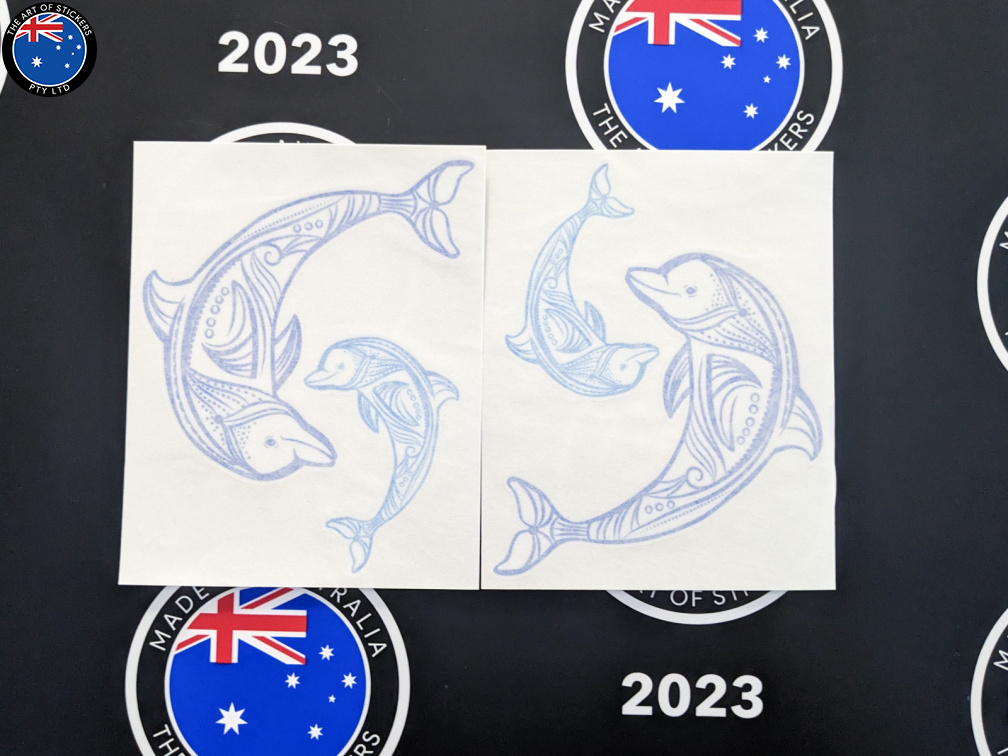 Custom Printed Contour Cut Dolphin Canoe Vinyl Stickers