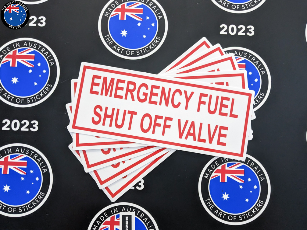 Catalogue Printed Contour Cut Die-Cut Emergency Fuel Shut Off Valve Vinyl Business Safety Signage Stickers