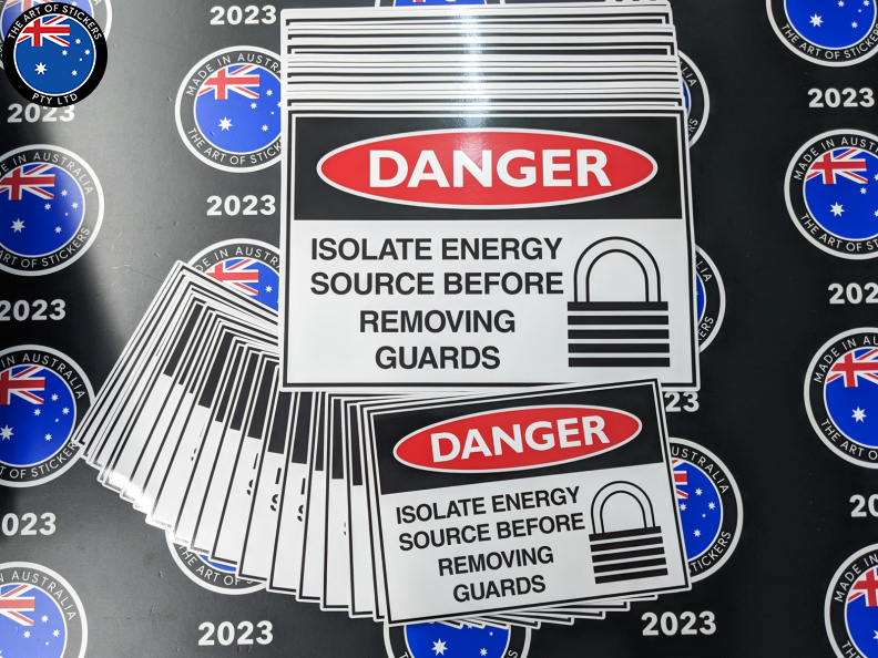 Bulk Custom Printed Contour Cut Die-Cut Danger Isolate Energy Source Vinyl Business Safety Signage Stickers