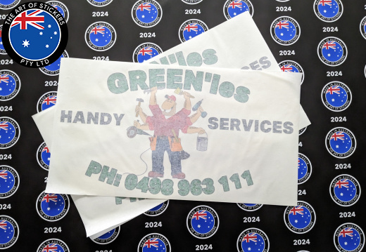 Custom Printed Contour Cut Greenies Handy Services Vinyl Business Logo Stickers
