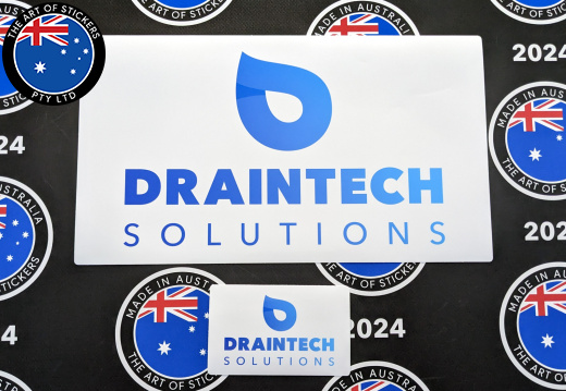 Custom Printed Contour Cut Die-Cut Draintech Solutions Vinyl Business Logo Stickers