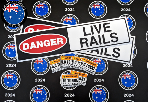Bulk Catalogue and Custom Printed Contour Cut Die-Cut Danger and Max Rated Capacity Vinyl Business Safety Signage Stickers