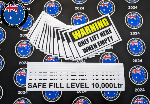 Bulk Custom Printed Contour Cut Die-Cut Warning and Safe Fill Level Vinyl Business Signage Stickers