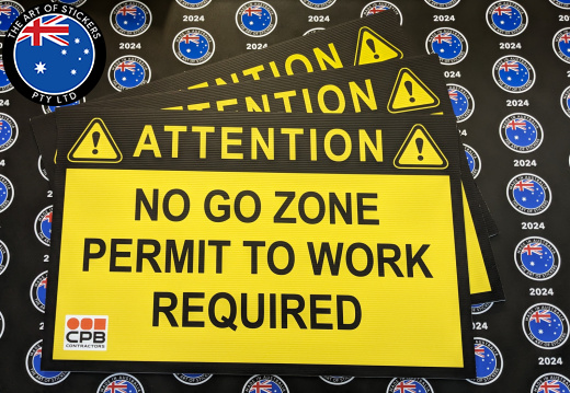 Custom Printed CPB Contractors Permit to Work Corflute Business Signage