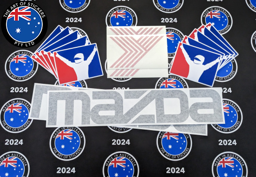 Custom Mixed Printed Iracing and Vinyl Cut Yamaha and Mazda Business Logo Decals