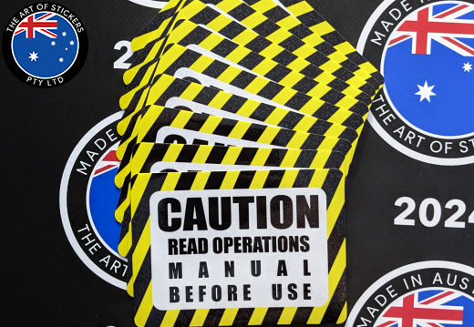 Bulk Catalogue Printed Contour Cut Die-Cut Caution Read Manual Vinyl Business Safety Signage Stickers