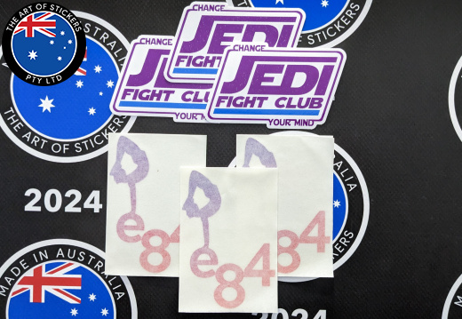 Custom Printed Contour Cut E84 And Die-Cut Jedi Fight Club Vinyl Business Logo Stickers