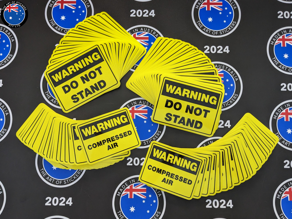 Bulk Catalogue Printed Contour Cut Die-Cut Warning Compressed Air and Custom Do Not Stand Vinyl Business Safety Signage Stickers