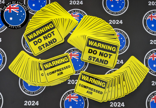 Bulk Catalogue Printed Contour Cut Die-Cut Warning Compressed Air and Custom Do Not Stand Vinyl Business Safety Signage Stickers