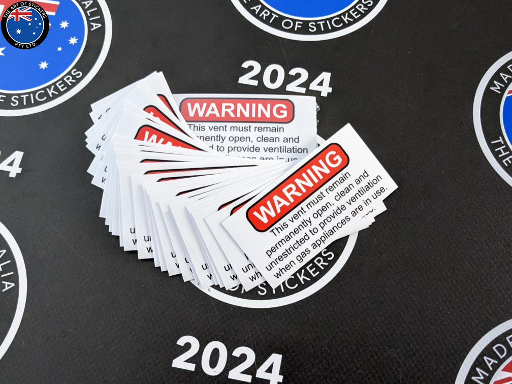 Bulk Catalogue Printed Contour Cut Die-Cut Warning Vent Vinyl Business Safety Signage Stickers