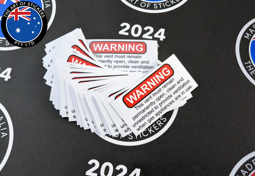 Bulk Catalogue Printed Contour Cut Die-Cut Warning Vent Vinyl Business Safety Signage Stickers