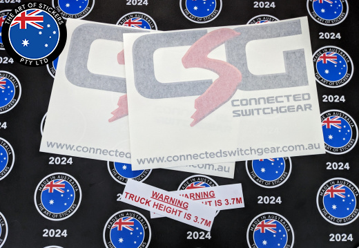 Custom Printed Contour Cut Connected Switchgear Vinyl Business Logo Stickers
