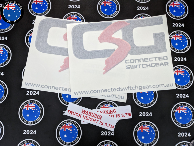 Custom Printed Contour Cut Connected Switchgear Vinyl Business Logo Stickers