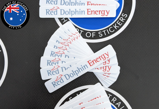 Bulk Custom Printed Contour Cut Die-Cut Red Dolphin Energy Vinyl Business Logo Stickers
