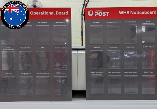 Custom Printed Australia Post WHS Noticeboard Foamboard Business Signage With A4 Acrylic Holders