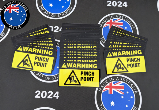 Bulk Custom Printed Die-Cut Warning Pinch Point Vinyl Business Safety Signage Stickers
