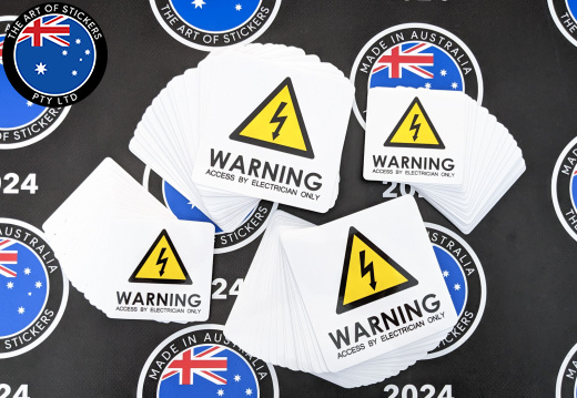 Bulk Catalogue Printed Die-Cut Warning Electrician Vinyl Business Safety Signage Stickers