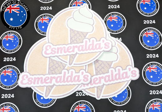 Custom Printed Die-Cut Esmerelda's Vinyl Business Logo Stickers