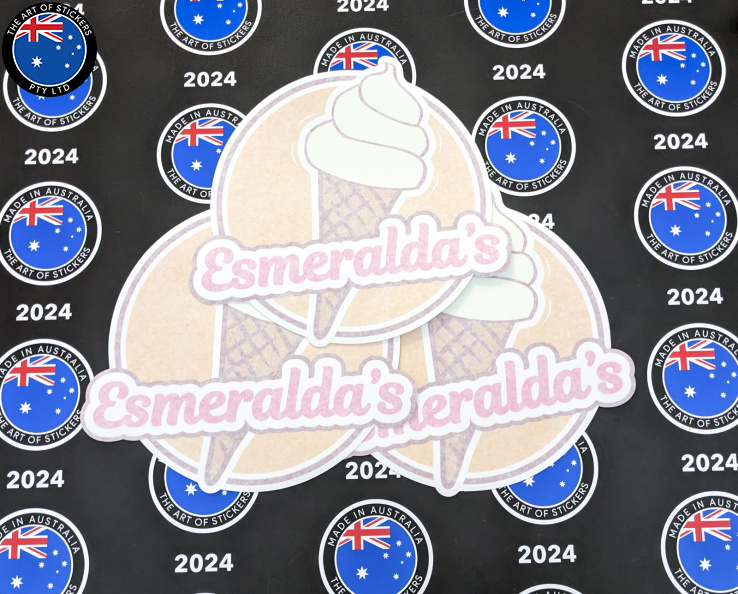 Custom Printed Die-Cut Esmerelda's Vinyl Business Logo Stickers