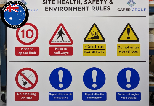Custom Printed Caper Group Site Safety Rules ACM Business Safety Signage